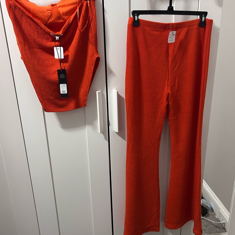Call My Name Ribbed Pant Set – Orange - Picture 4 of 5